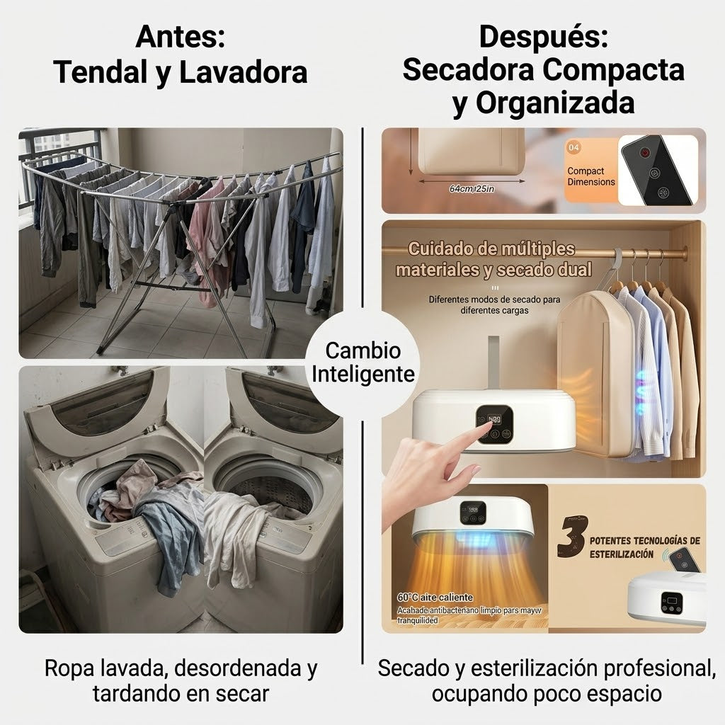 Secadora portátil de ropa multifuncional con UV y Control inteligente