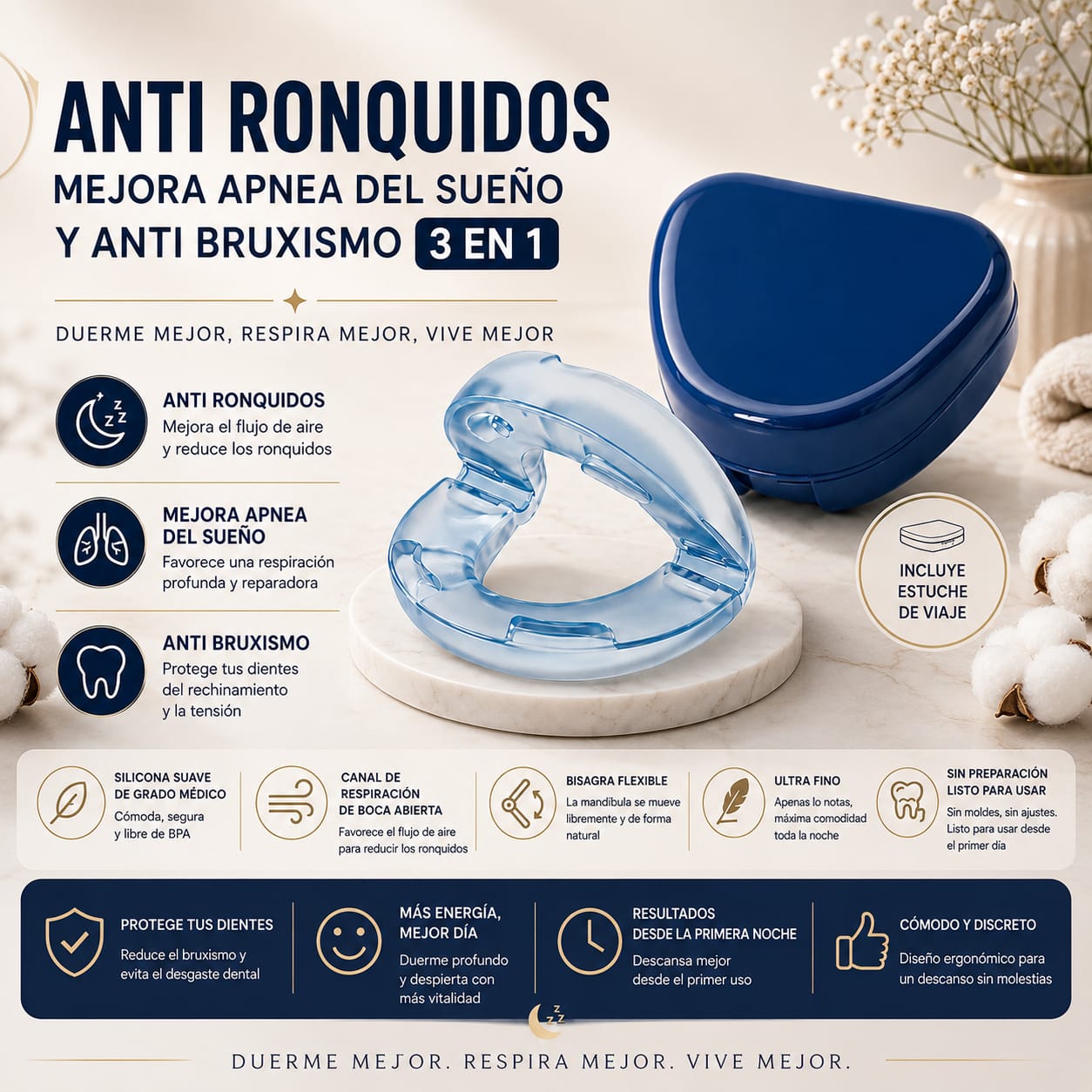 Deja de roncar desde la primera noche y vuelve a dormir en pareja