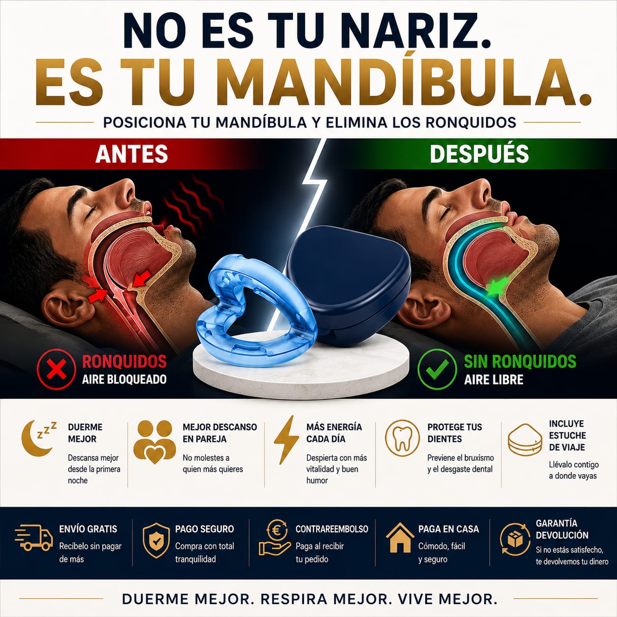 Deja de roncar desde la primera noche y vuelve a dormir en pareja